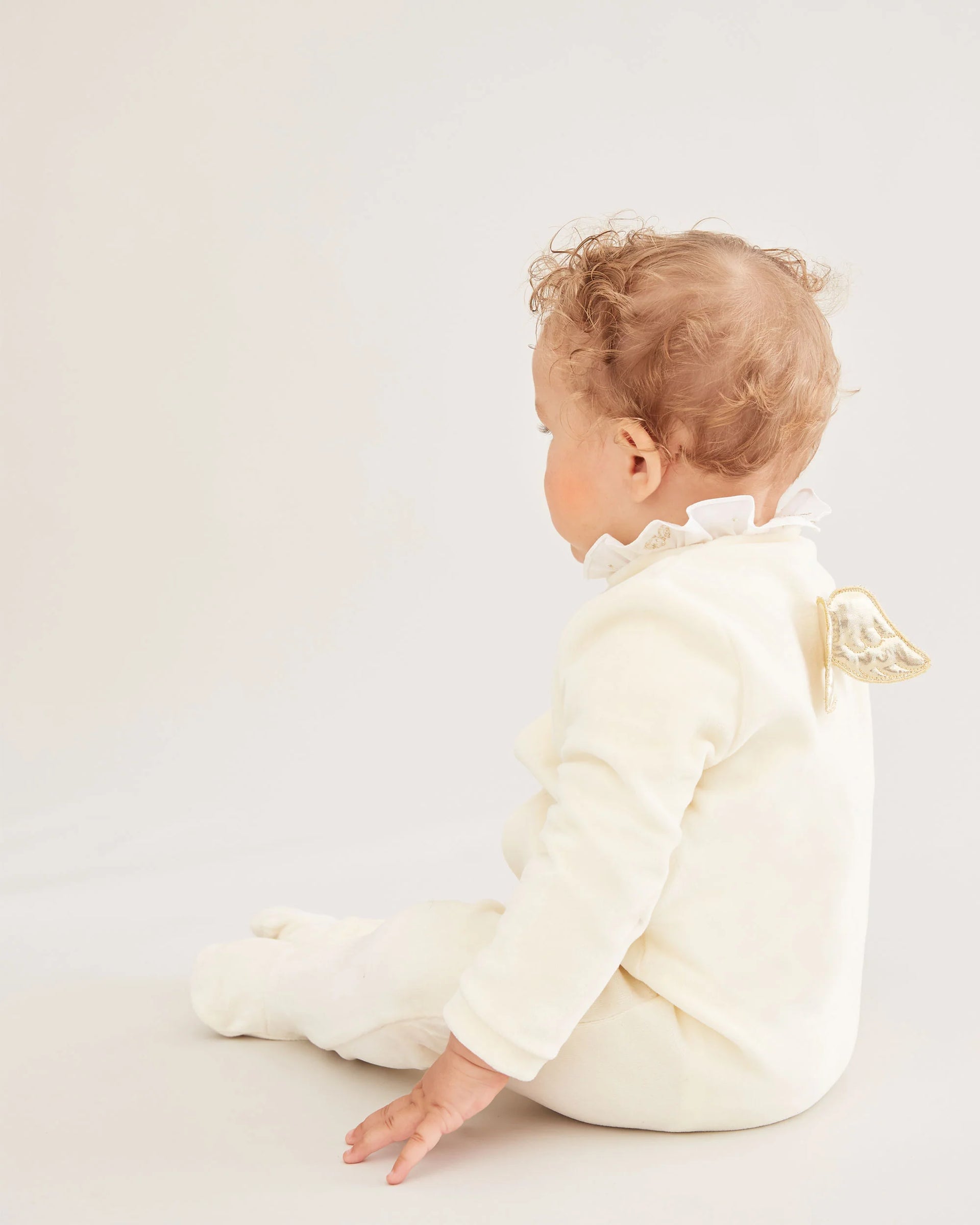 VELOUR ANGEL WING™ SLEEPSUIT - GOLD & CREAM