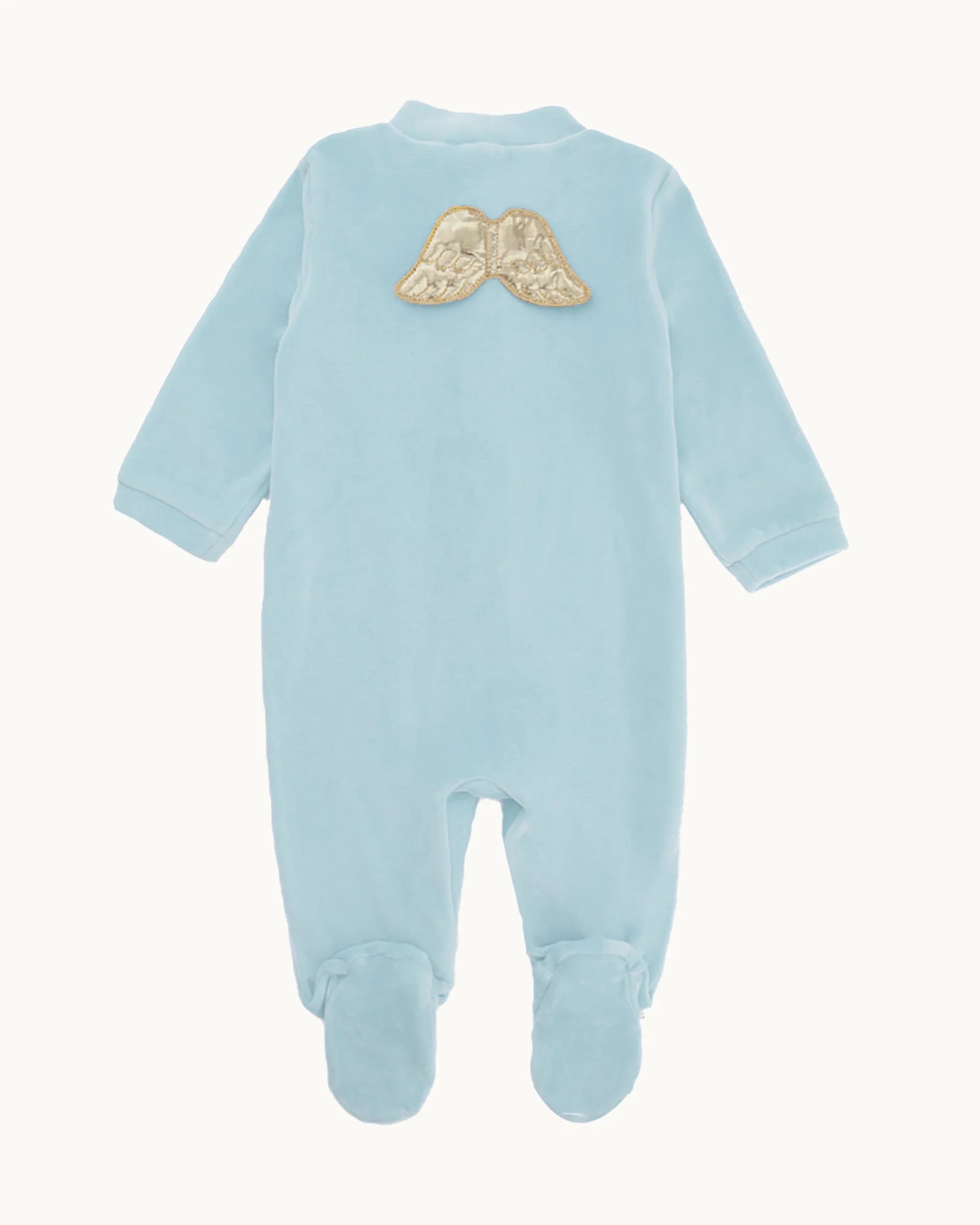 VELOUR ANGEL WING™ SLEEPSUIT - GOLD & DUSTY BLUE