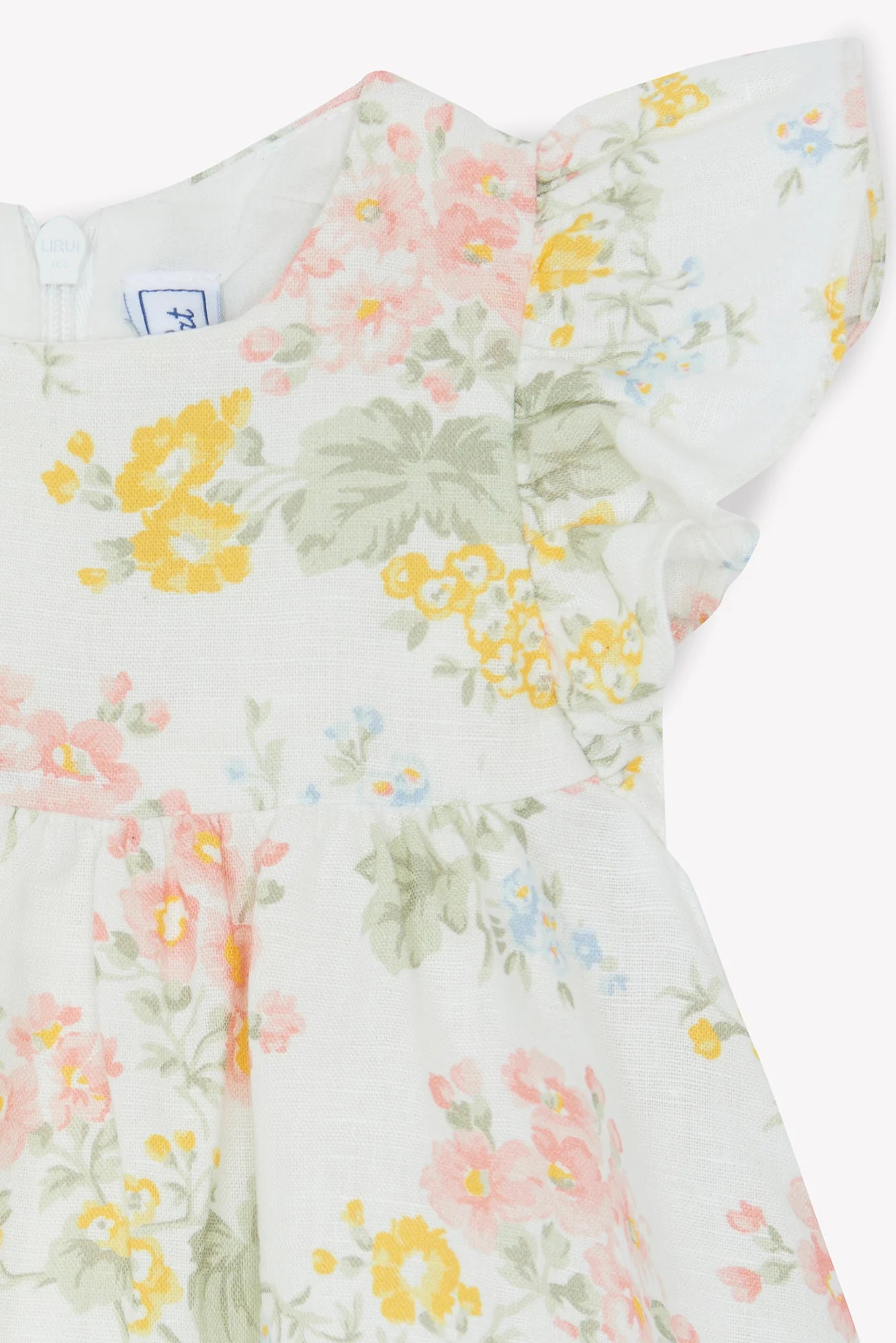 DRESS – ECRU LINEN PRINT FLOWERY
