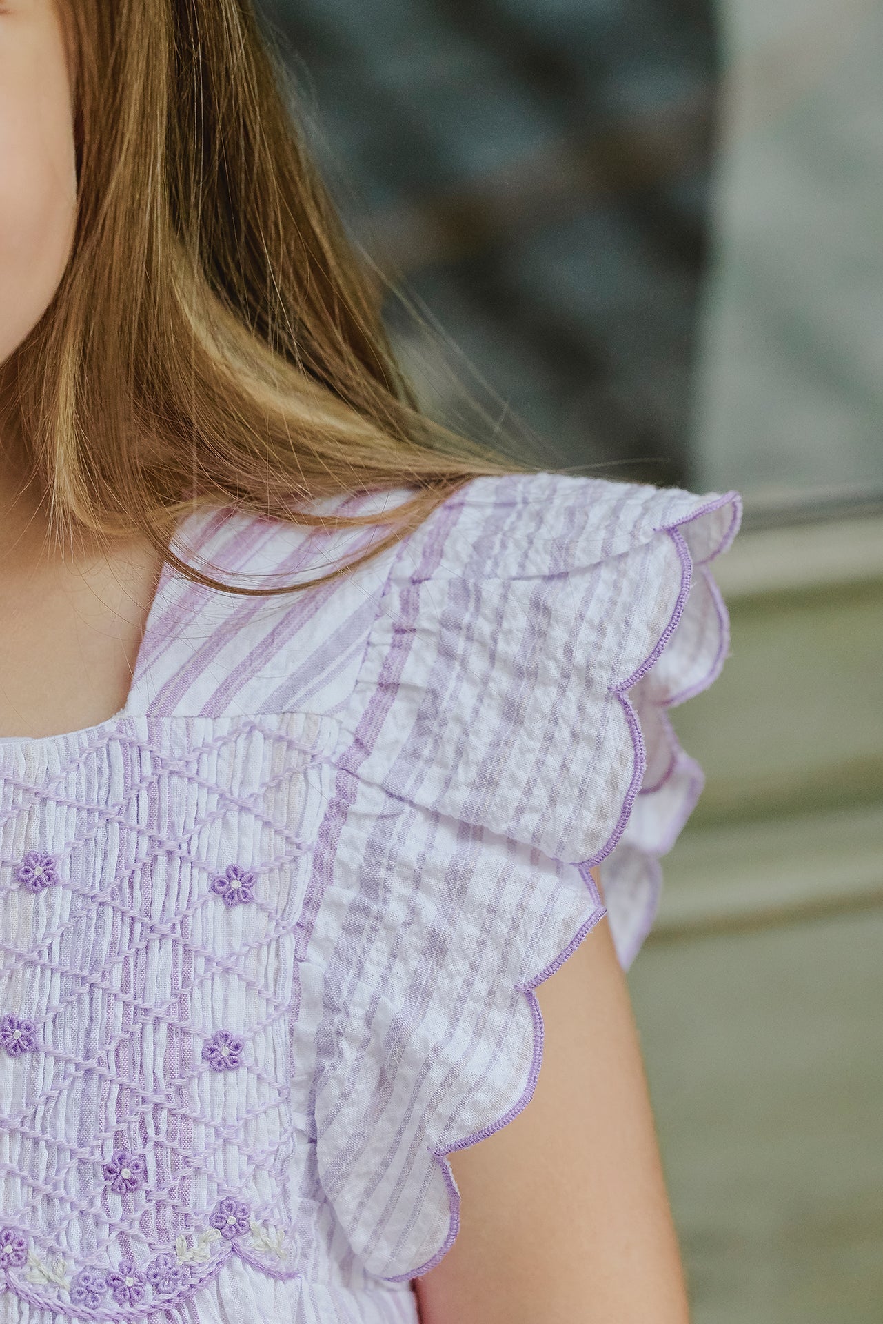 DRESS – LILAS STRIPES SMOCK EMBROIDERED