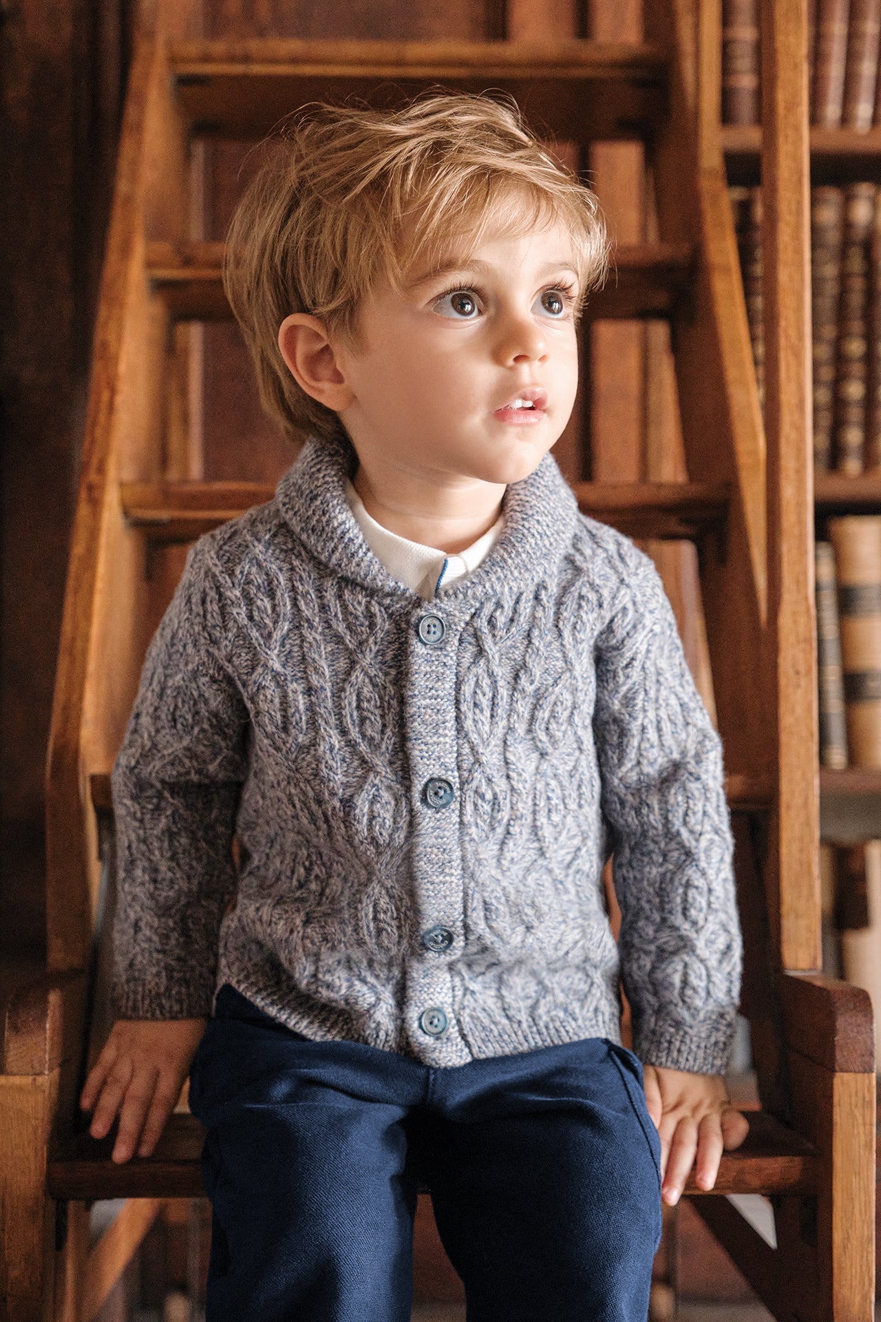 CARDIGAN Navy Shawl collar Knitwear Cablee