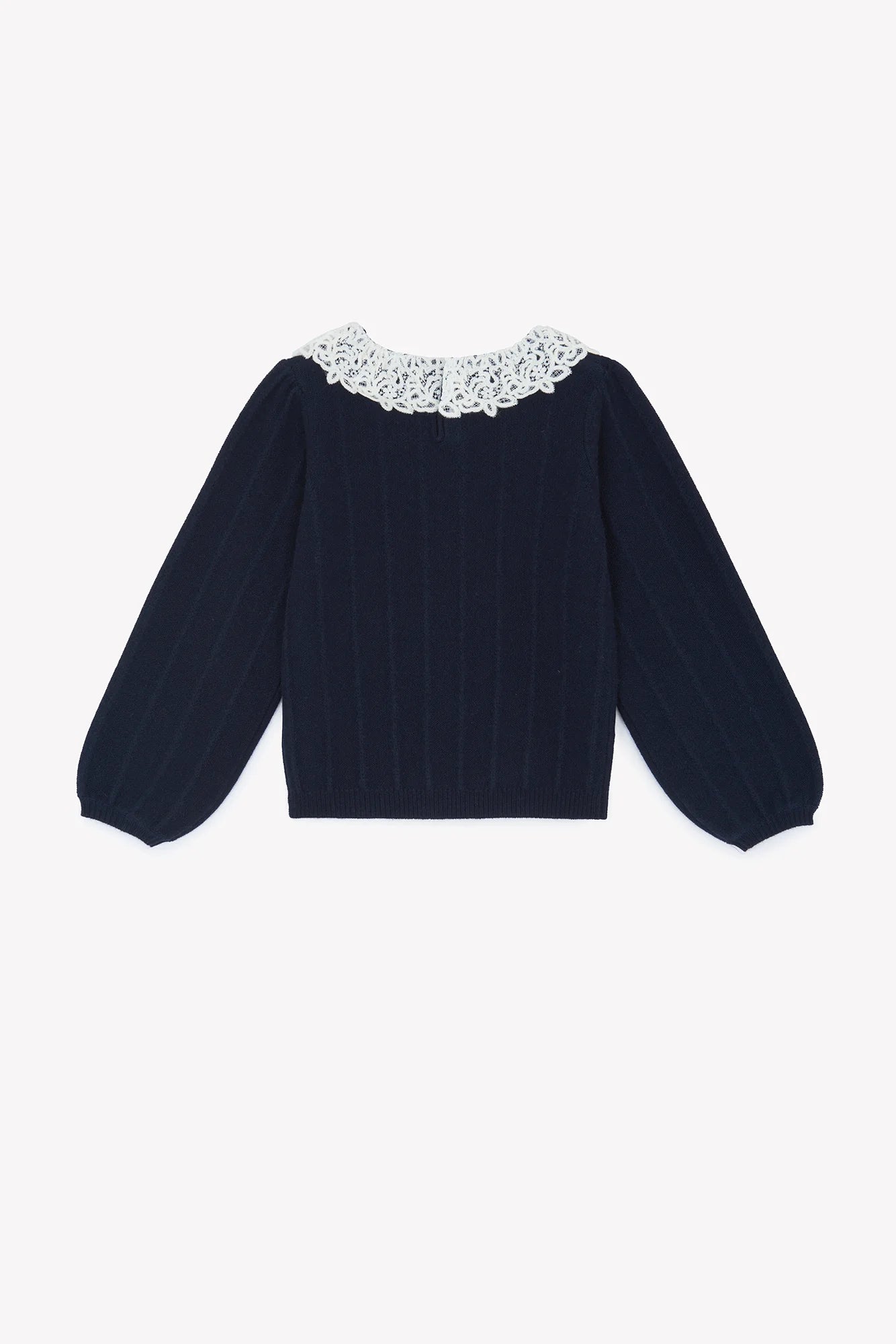 SWEATER Navy Ruffled collar