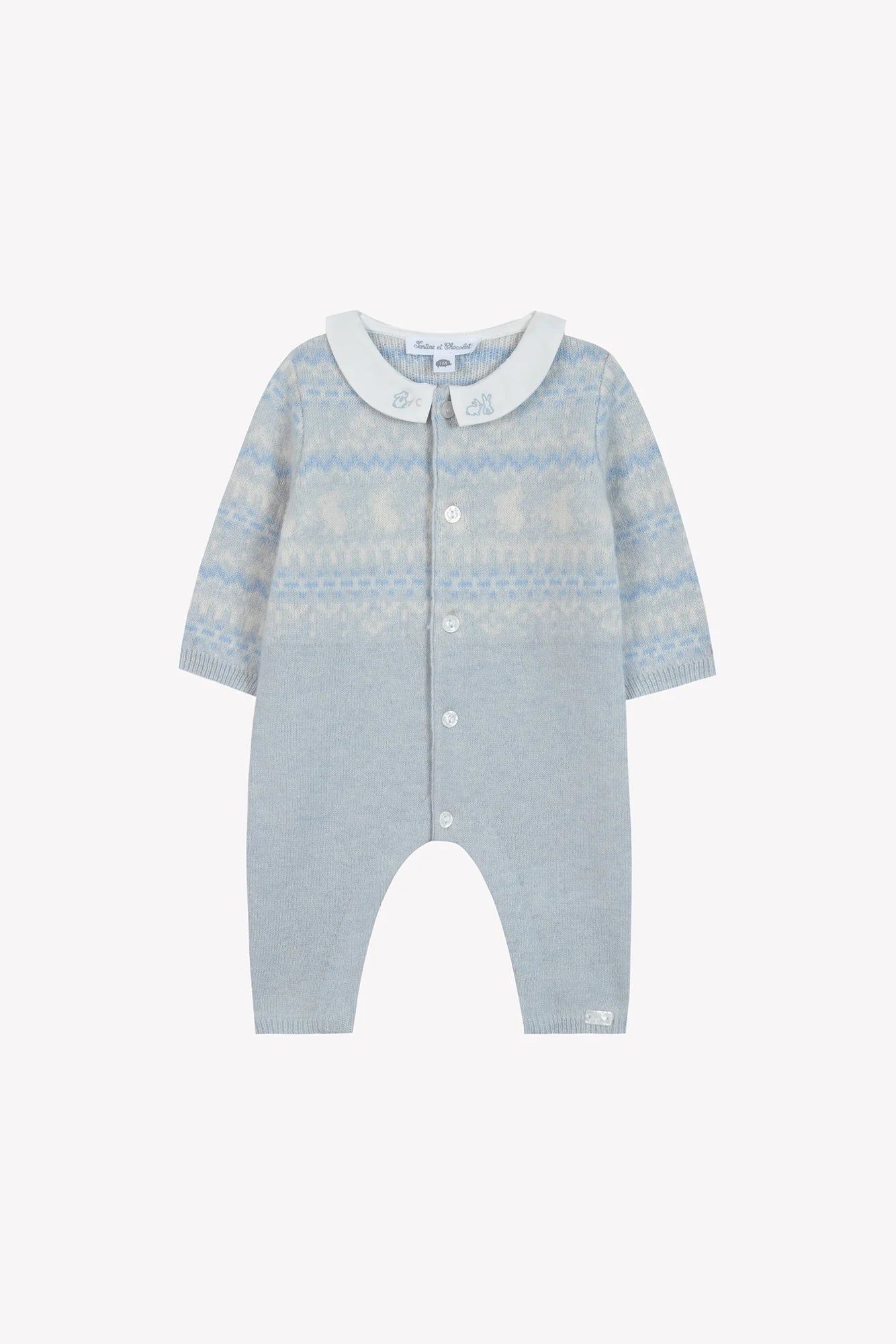 JUMPSUIT LONG Blue celestial jacquard