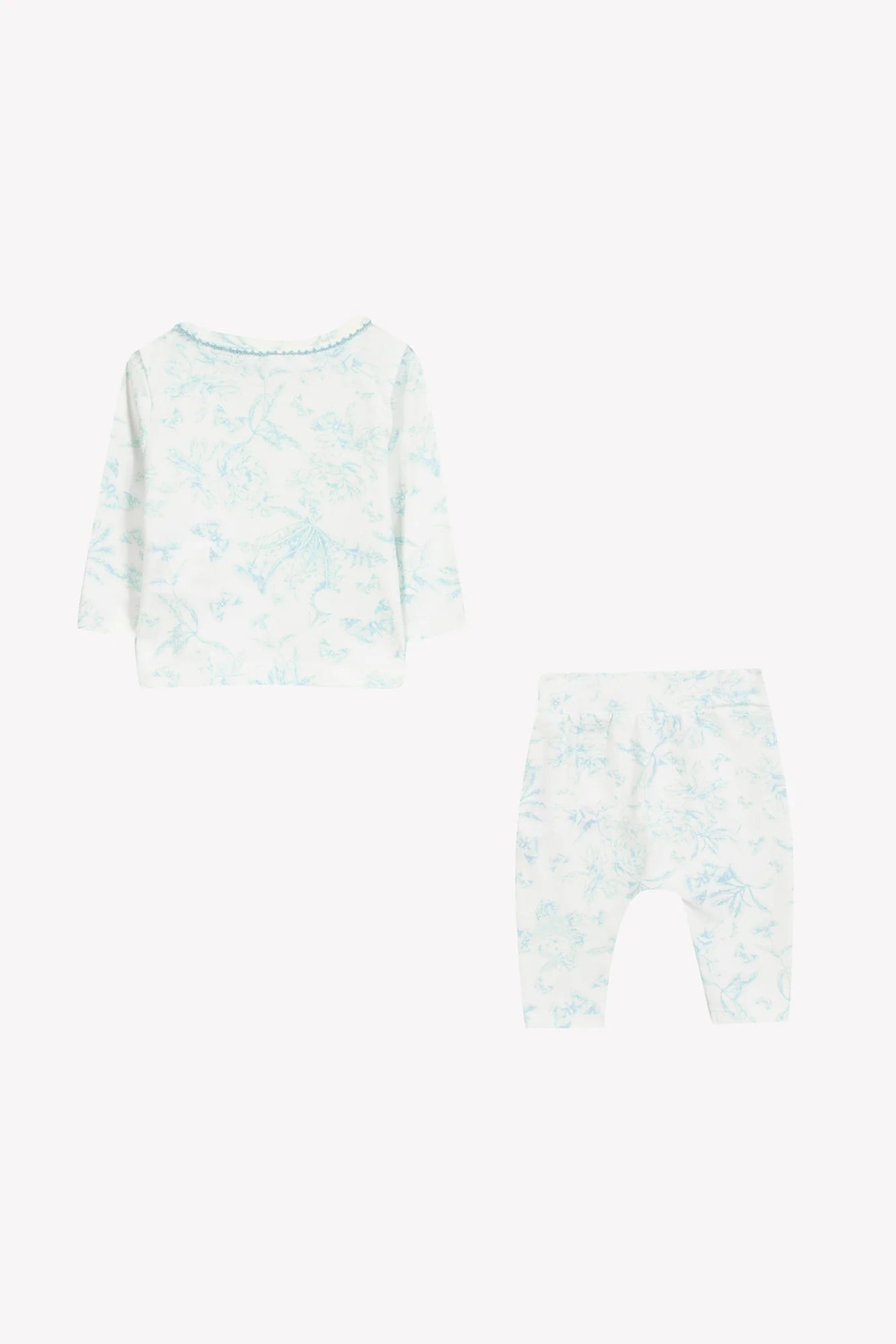 Pajamas two pieces Green water inspiration Toile de Jouy