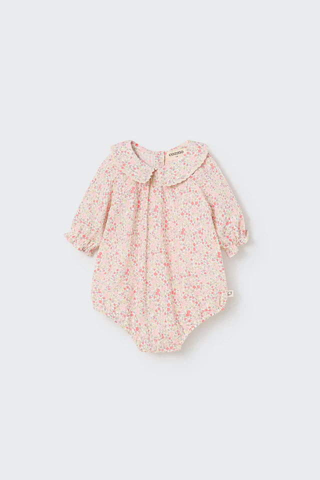 CORAL & GREEN FLORAL ROMPER SET