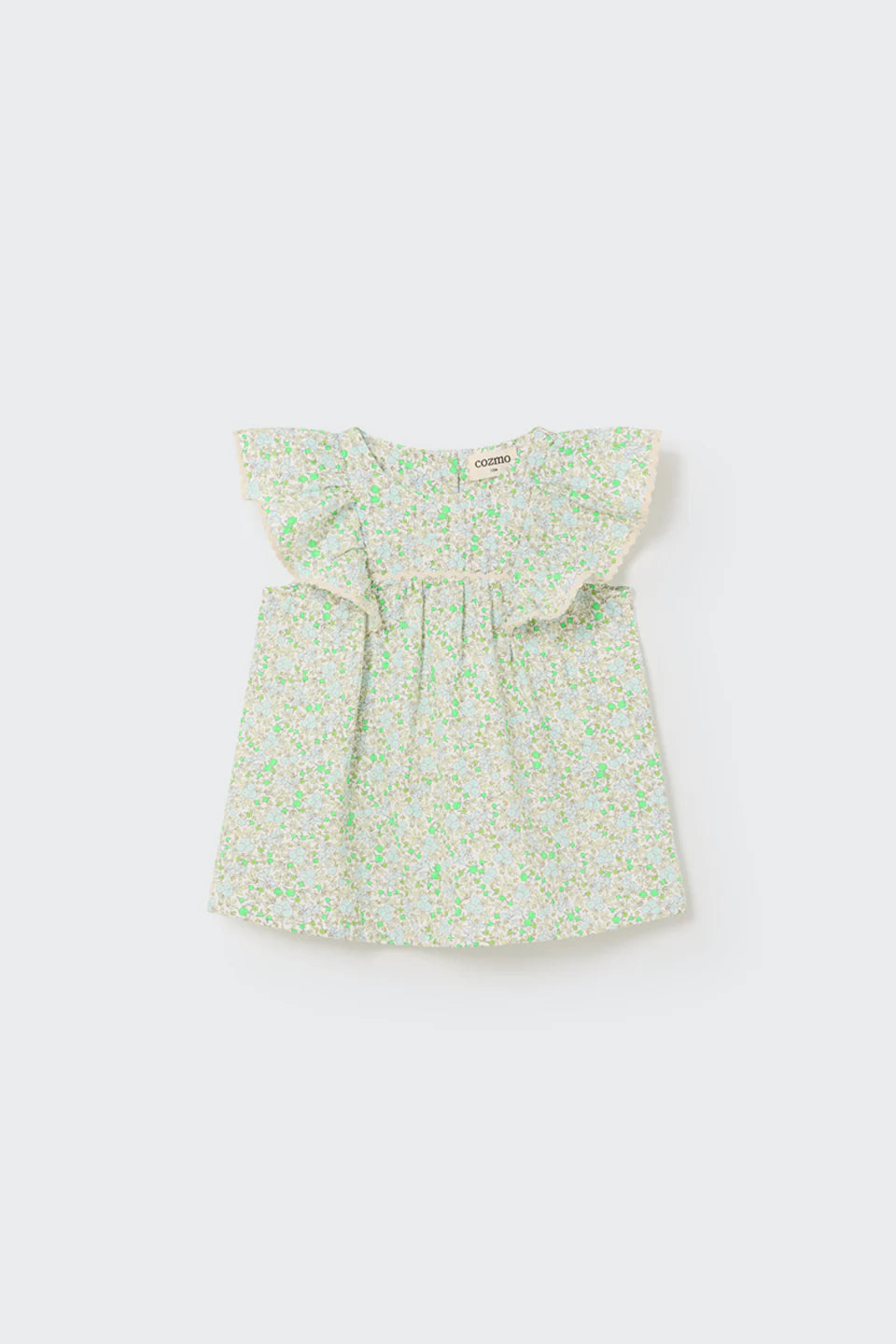 ORGANIC FLORAL BABY DRESS - Neon coral