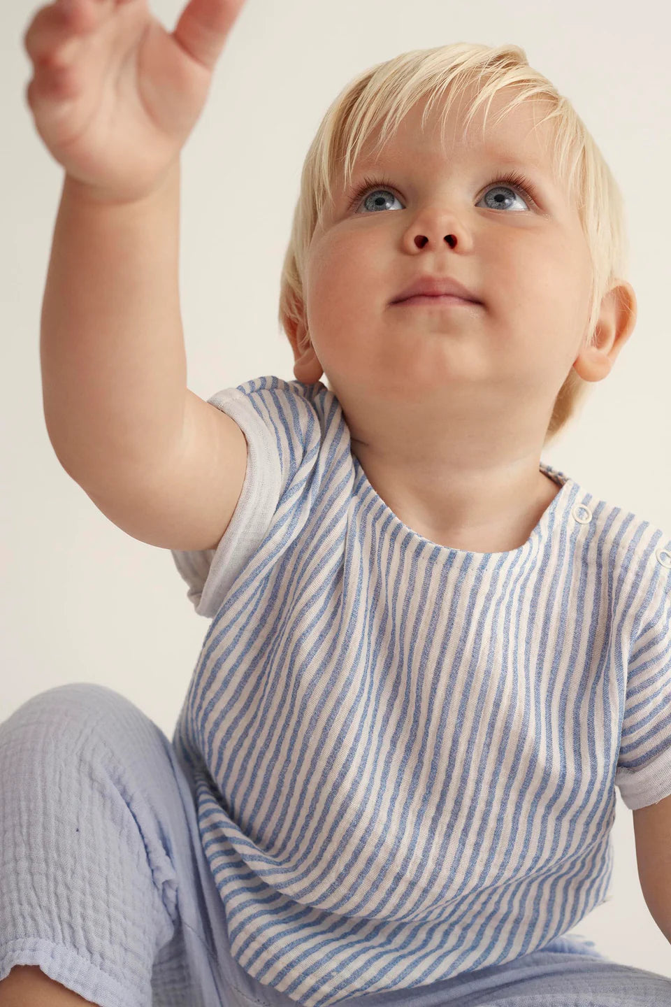 STRIPED GAUZE BABY TOP BLUE