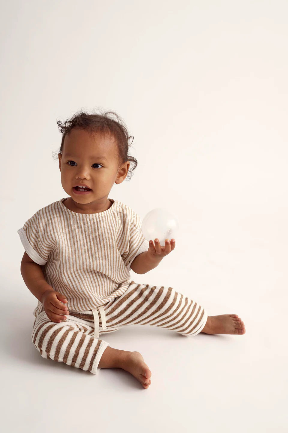 COFFEE STRIPED GAUZE SET